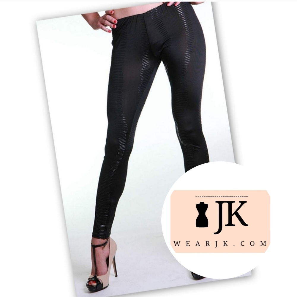 Freckles Black Sheer Zebra Foil Leggings Large - Picture 1 of 4